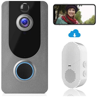 Video Doorbell Camera w/Chime Doorbell Camera Wireless Wi-Fi 1080P HD 2-Way