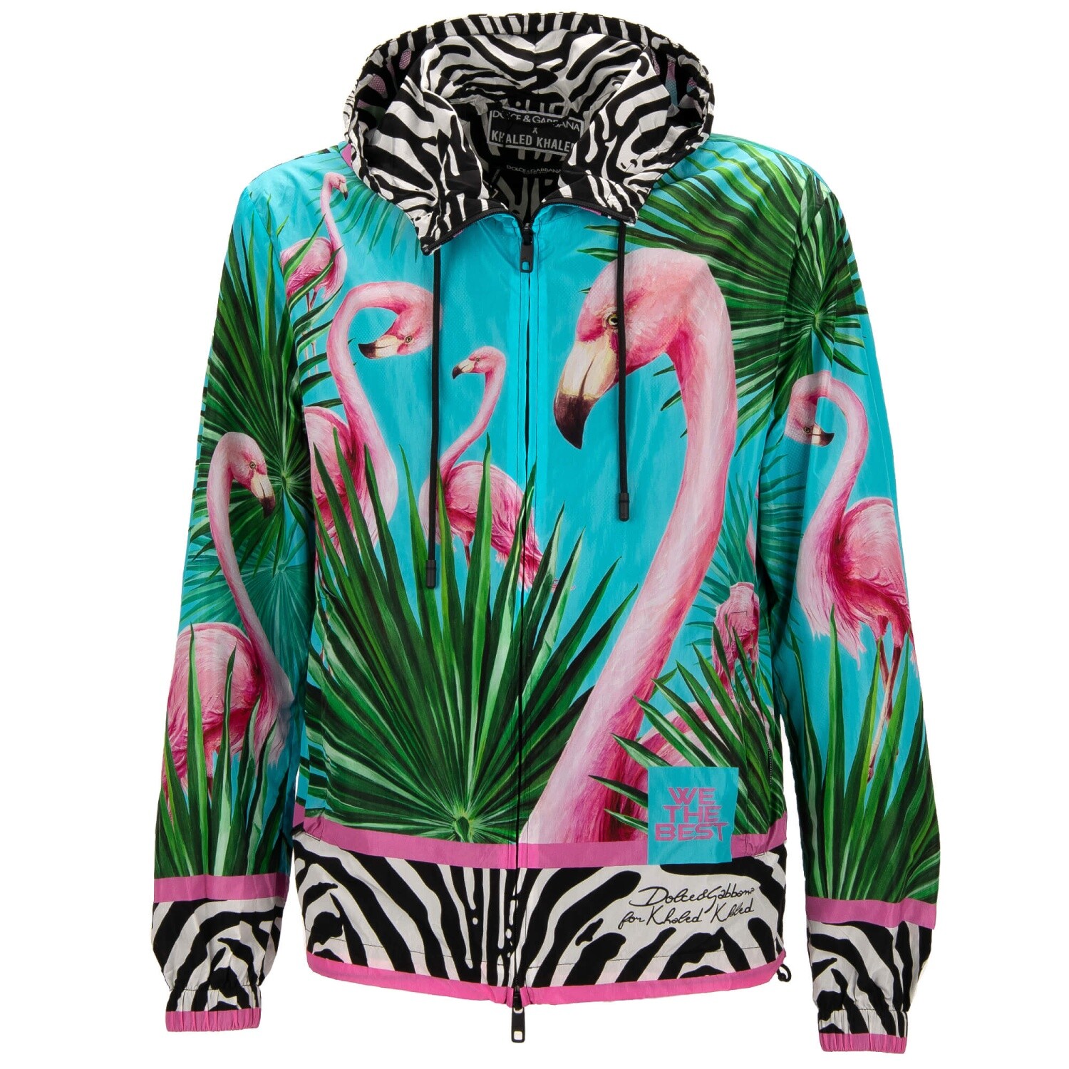 DOLCE & GABBANA x DJ KHALED Фламинго Зебра Бомберджакке в капузе блау пинк 11371