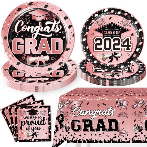 2024 Graduation Party Decorations Tableware Set 76pcs Graduation Party Suppli...