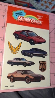 STICKER SCENE Vintage Stickers Scratch N Sniff Pontiac Cars Fiero Trans-Am Grand Prix New Pack