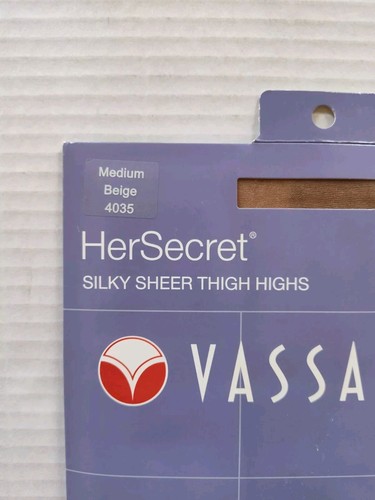 Vintage Vassarette Silky Sheer Thigh High Stockings Beige Size Medium - Picture 5 of 5