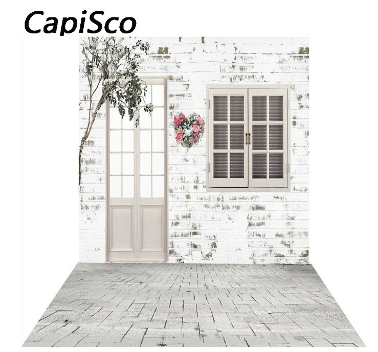 Photography BACKDROP white brick wall garden house Wedding Bommen kopen, gratis verzending