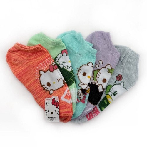 Hello Kitty Womens No Show Socks Sanrio Cartoon Sushi Pastel Cute Gift 5 Pairs