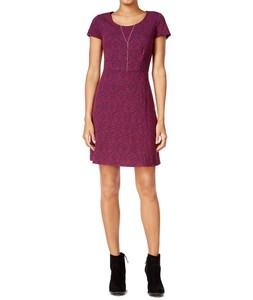 plum fit and flare dress