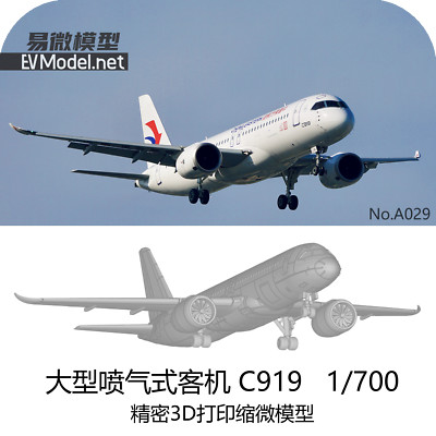 1/700 C919 Large Passenger Aircraft with Water Sticker 3D Printing Model 1Pcs