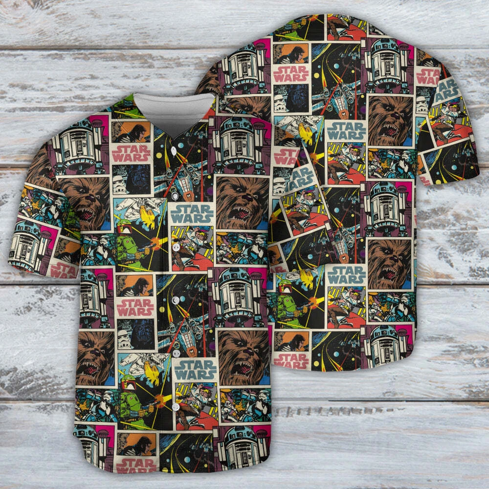 Starwars Print Comic Pattern - Baseball Jersey - Owl Ohh