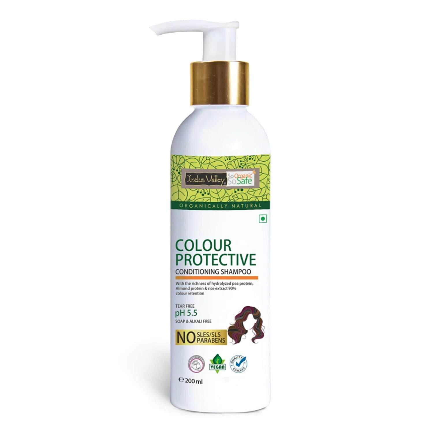Indus Valley Colour Protective Shampoo With Conditioner Tear & Alkali Free 200ml
