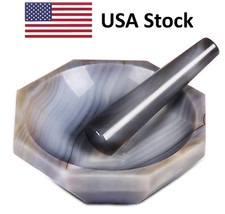 Grade A Agate Mortar and Pestle ID 60 mm to 130 mm ID