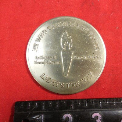HE WHO CARRIES THE TORCH LIGHTS THE WAY 2/31/95 HARRY JONES PAPER WEIGHT
