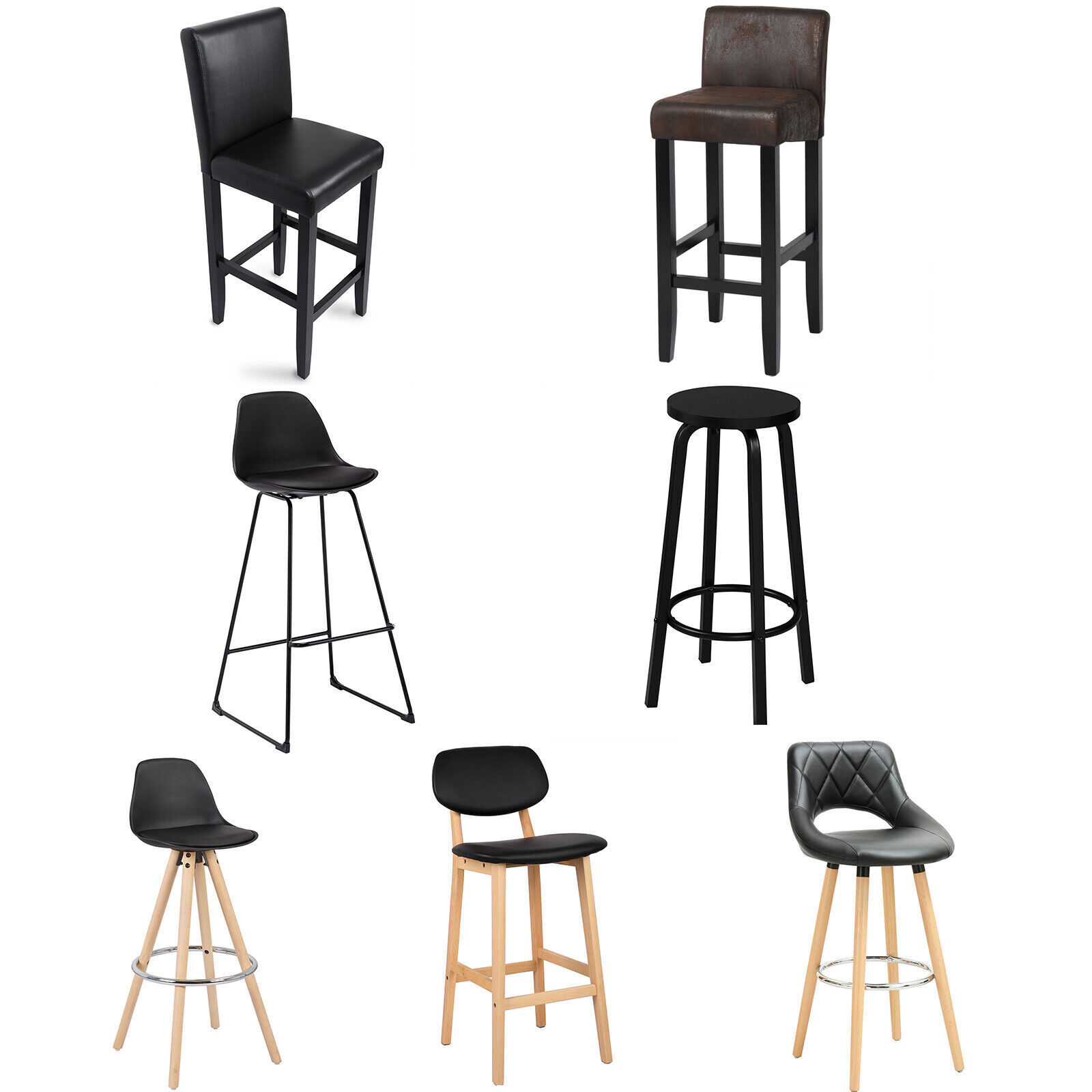 WOLTU 2x Barhocker Bistrohocker Barstuhl Tresenhocker für Küche Bar Cafe Schwarz