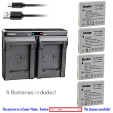 Kastar Battery Dual Charger for Canon NB-4L & Digital IXUS 130 Digital 40 / 50