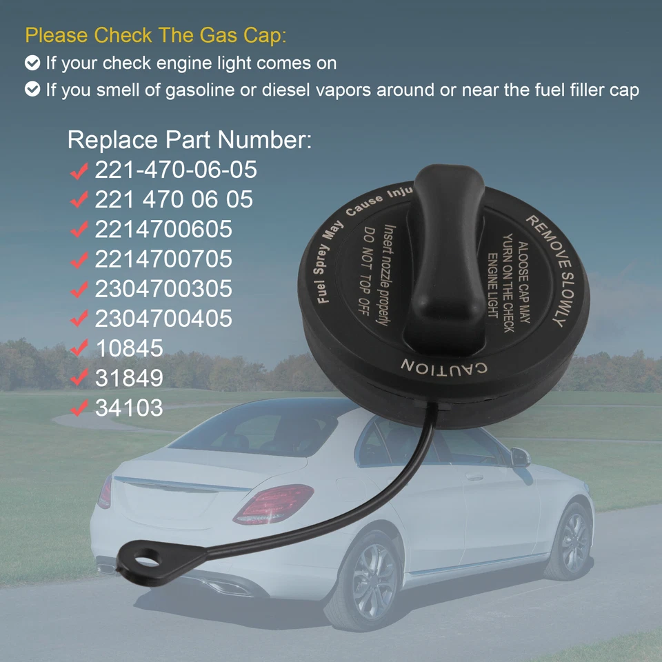 Tapa de llenado de gasolina del tanque de combustible 2214700605 para Mercedes-Benz C CL CLS E G GLK S SL SLK Foto 2 de 4