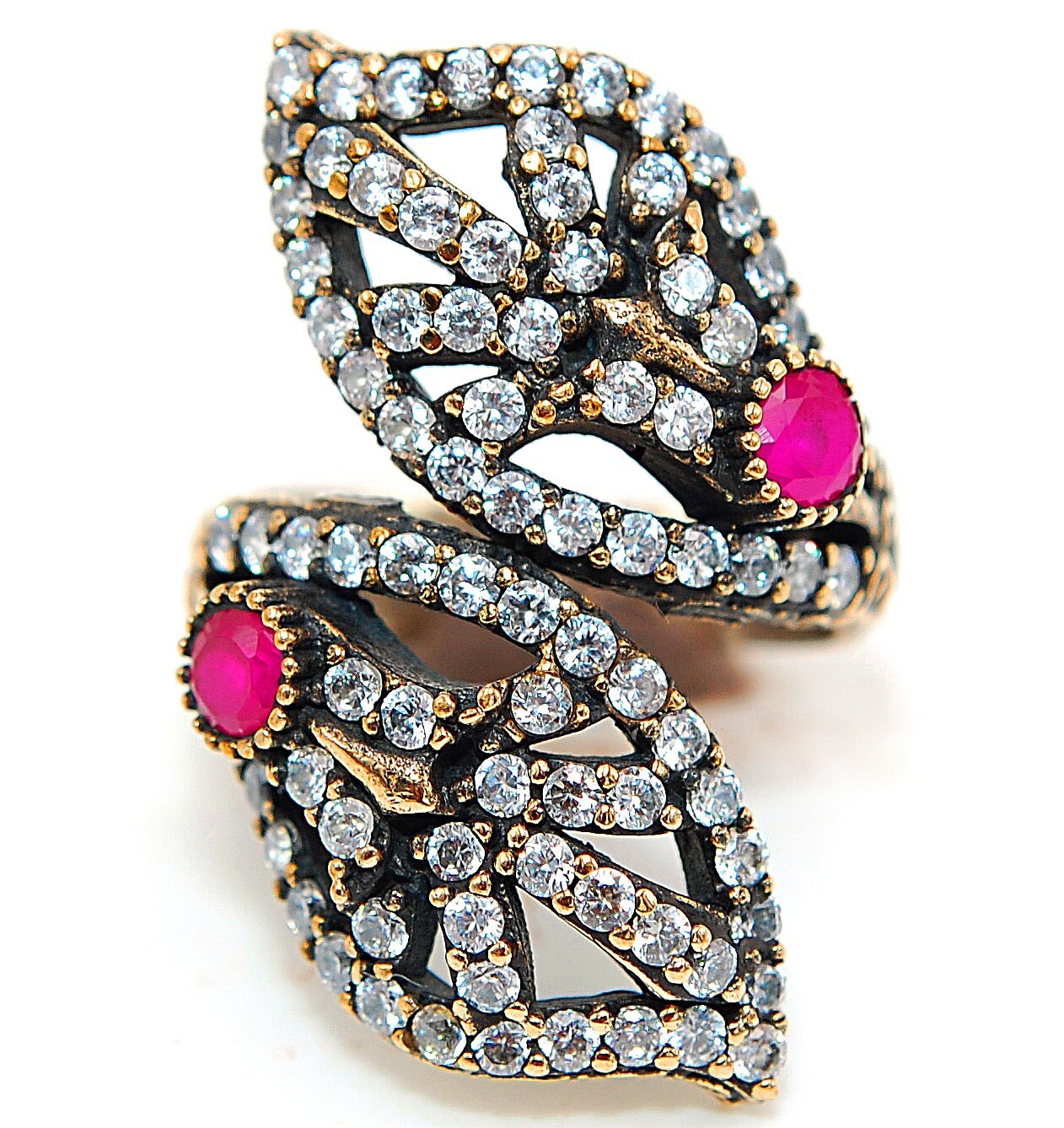 2CT Treated Ruby Ottoman Empire Style Sterling Silver Ring Size 7