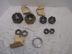 Lot of 8 Hex Castle Nut M52X5, M36-4, M-30, M24-3 USED and Good