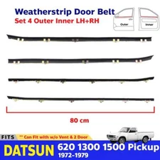 Set Front Weatherstrip Door Belt Trim NO 1/4 Vent L+R Fits Datsun 620 1972-1979