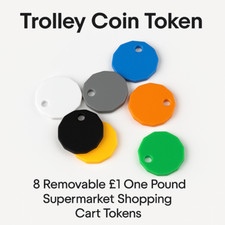 £1 Trolley Coin Token – Removable Shopping Cart Holder for Supermarket 8 Pack
