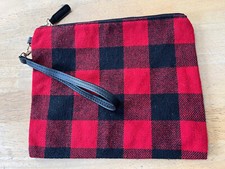 L.I.B. Pochette pochette pochette pochette in flanella con cerniera a quadri rosso/nero New York - 10" x 9"