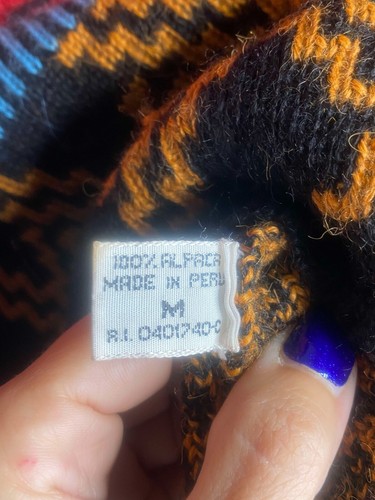 Vintage Peruvian Connection 100% alpaca multi-color geometric sweater size M - Picture 3 of 5