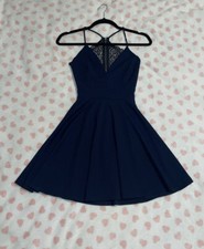 Windsor navy blue dress short with lace open back size xsmall