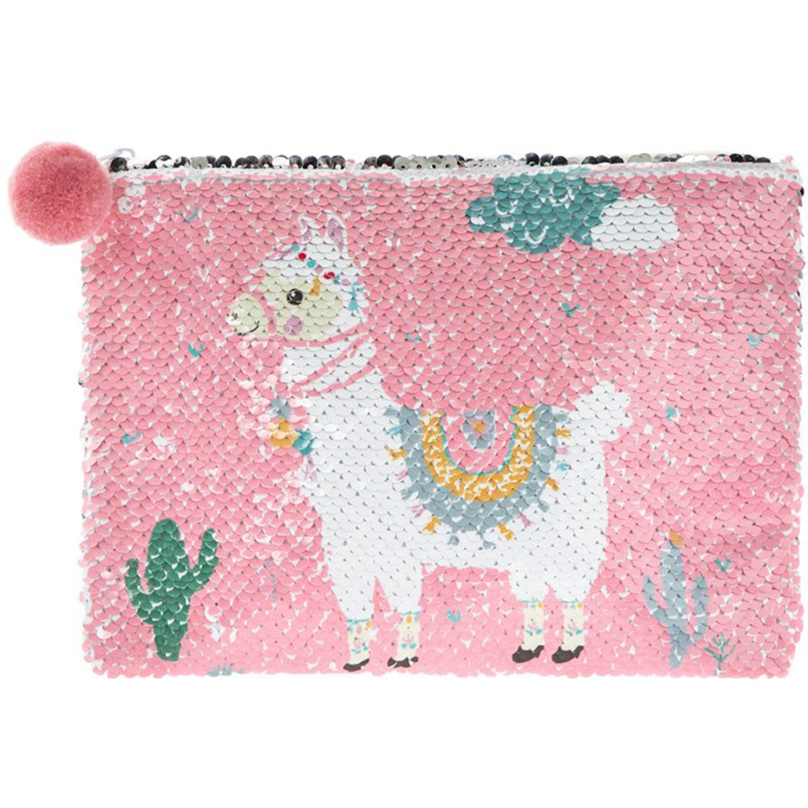 Neceser De Maquillaje Con Lentejuelas Mágicas De Llama Rosa Para Mujeres Y Niñas