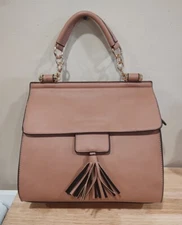 Vintage J Francis Large Bag Satchel Tote Purse Leatherette Pink 11"x10"x7" NEW