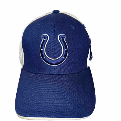 Indianapolis Colts Hat Navy Blue w White Accents Embroidered Horseshoe Hook Loop
