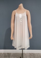 Vtg 60's LALA white chiffon nylon tricot satin semi sheer baby doll nightgown M