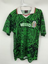 ABA Sport Mexico 1998 World Cup Aztec Calendar Soccer Jersey Green Mens M