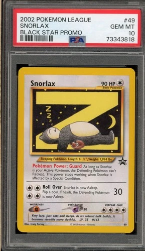 Pokemon Snorlax Pokemon League Black Star Promo #49 PSA 10 Gem Mint