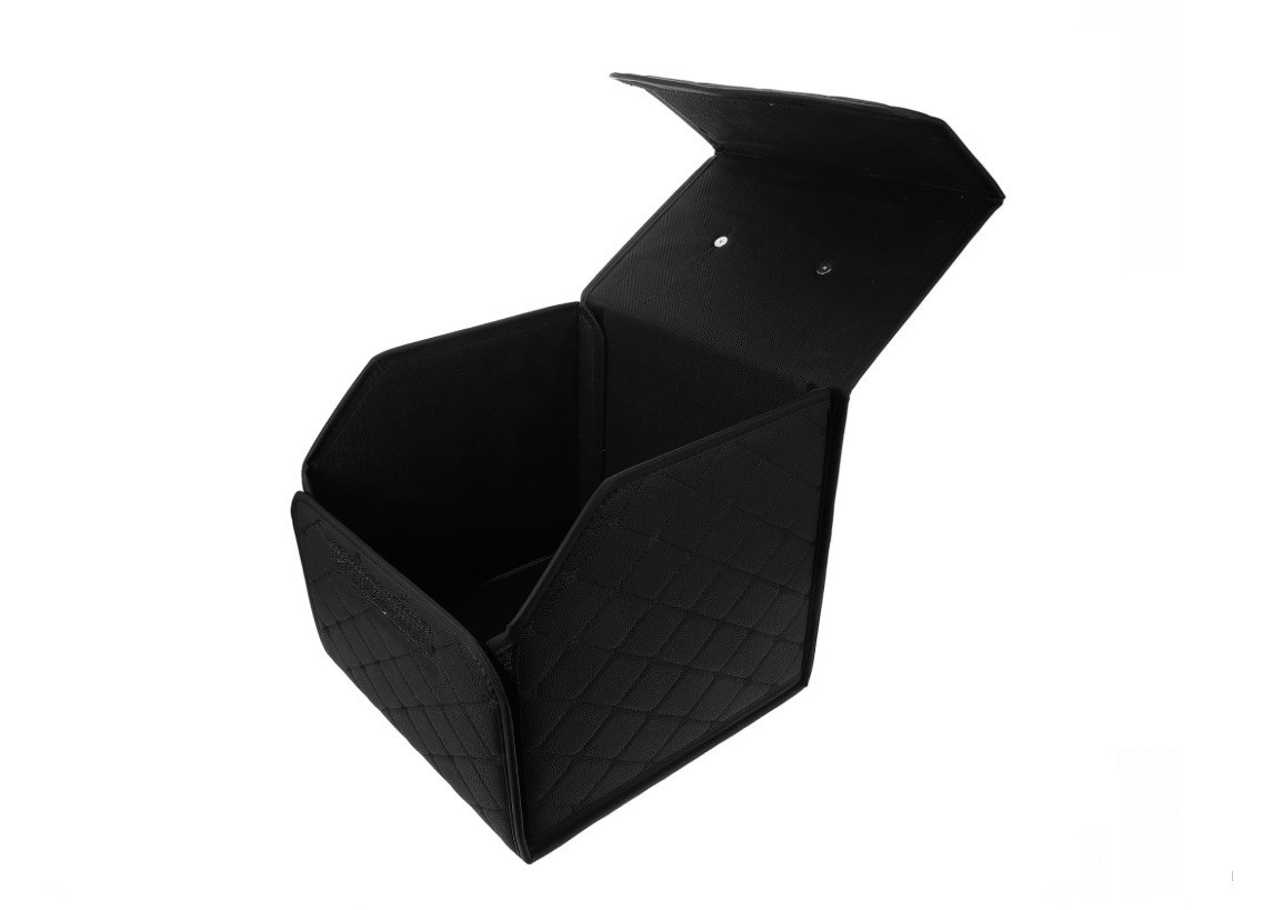Borsa Portaoggetti Bagagliaio Auto Camper Camion 40x30x30cm Pu Pelle Nera - Miniatura 3
