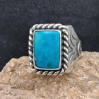 Men’s Kingman Turquoise Ring Sterling Silver Vtg Southwestern Native Style Sz 13