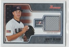 Matt Olson 2010 Bowman Chrome USA Baseball Game Worn Patch Rookie Card. rookie card picture