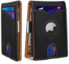 miyozi Airtag Wallet for Men,with Money Clip 11 Cards Slim Leather Black006