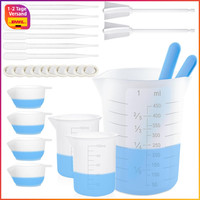 Messbecher Set Silikon 450Ml-100Ml Mischbecher RüHrstäBe Pipetten Diy