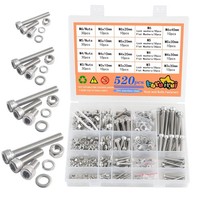 Schrauben Set 520 Teile M3 M4 M5 M6 Mit Muttern Und Unterlegscheiben