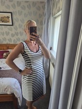 Ladies Midi Striped Dress Size Uk8