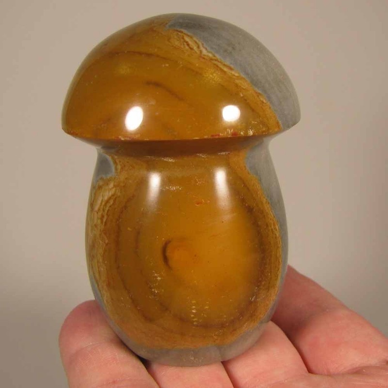 3.1" POLYCHROME JASPER Mushroom Carved Polished Standup Stone- Madagascar