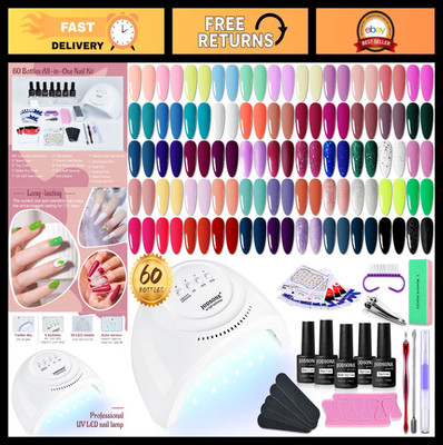 60 PCS Gel Nail Polish Kit with UV Light, Soak Off Base & Top Coat, 55 Colors, M