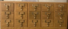 Vintage 15 Drawer Library Card Catalog File Oak Apothecary Cabinet *READ