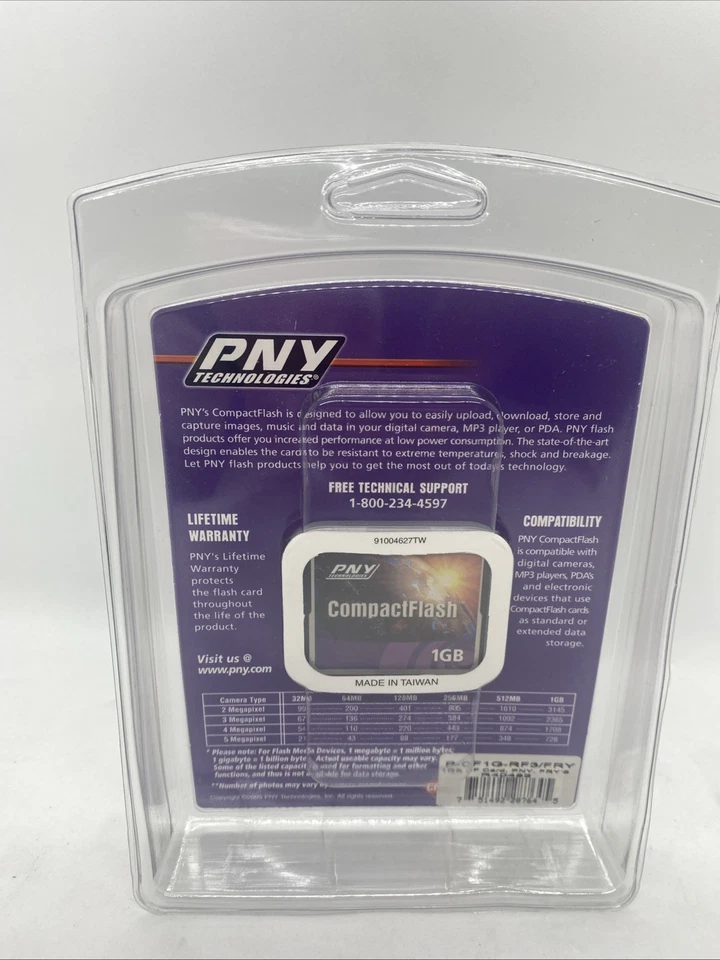 PNY Technologies 1GB Compact Flash CF Memery Card P-CF1G-RF - Image 2 of 2
