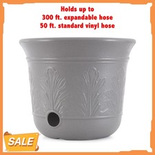 Suncast 5 Gallon Hose Holder Pot for Up to 300' Expandable/50' Vinyl Hose, Gray