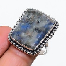 Sodalite Gemstone Handmade 925 Sterling Silver Jewelry Ring Size 7.5 Y444