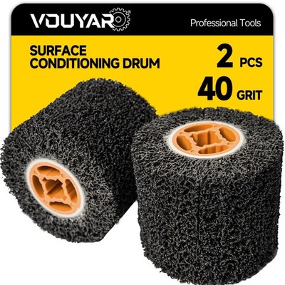 Vouyar 2 Pcs Burnishing Wheel 40 Grit Stripping Drum, 4.5'' x 4'' X