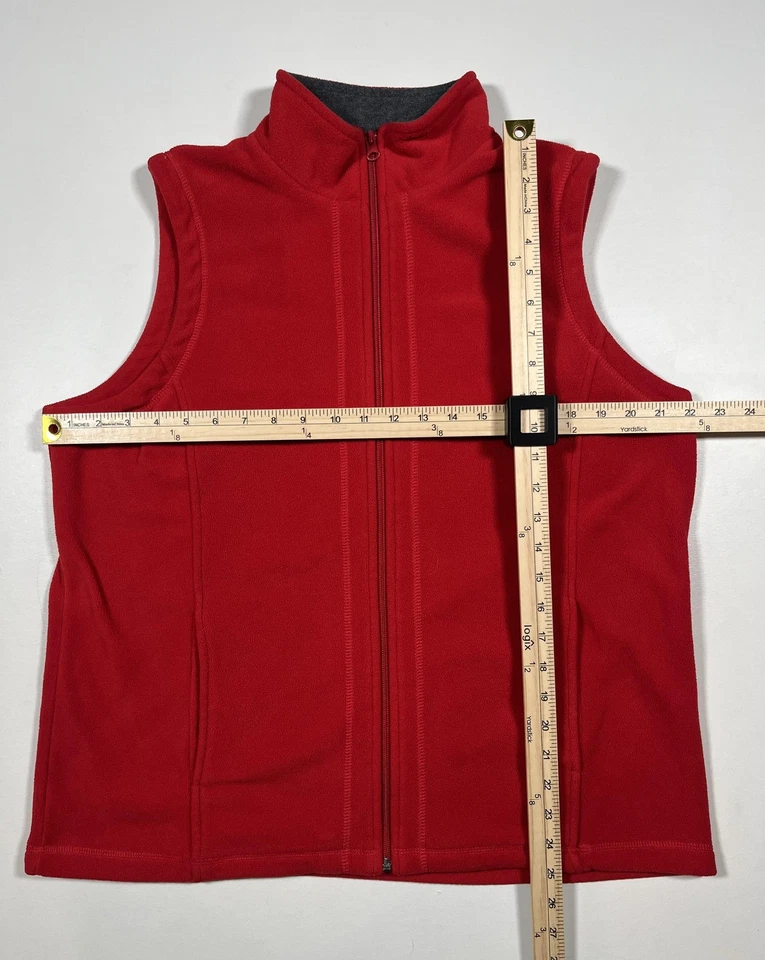 Chaleco Laura Scott Mujer Grande Rojo Polar Bolsillos Cremallera Completa Capa Cálida Sin Mangas Foto 4 de 4