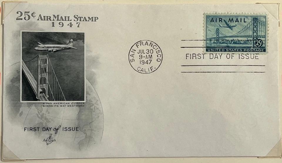 1947 US 5c, 10c, 15c, & 25c Airmail Postage Stamp (#C33-C36) First Day Covers - Image 2 of 4
