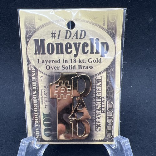 #1 Dad Vintage Money Clip 18kt Gold Over Brass 2” Long Awesome Gift! - Picture 2 of 6