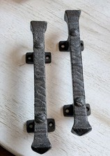 Antique Black Iron Door Handle Pulls Set of 2 for Barn or Shed Doors 9