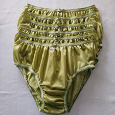6 Bikini Underwear Nylon Woman Mans Panties Soft Silky Hip 38"-42"XL/Olive Green