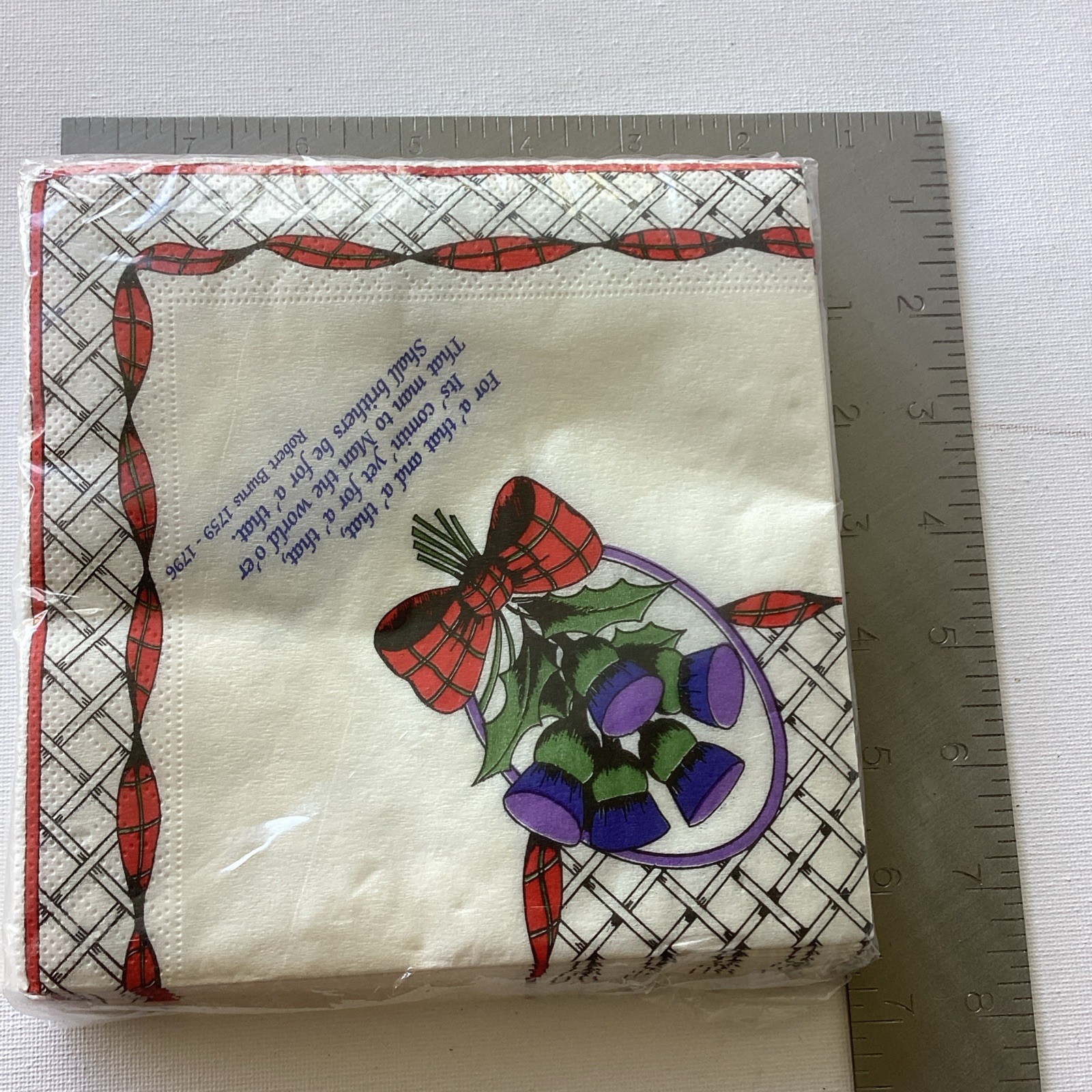 Robert Burns Scottish Poetry Thistles Paper Napkins Set NIP 20pc 6 5 X robert-burns-scottish-poetry-thistles-paper-napkins-set-nip-20pc-6-5-x