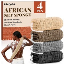 African Net Sponge Authentic-4 Packs African Exfoliating Net Sponge,Bath Sponges